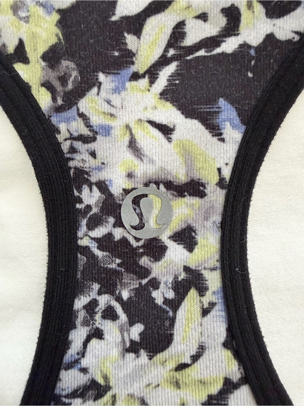 Lululemon Printed Racerback Tank - Black, White, Yellow Accents